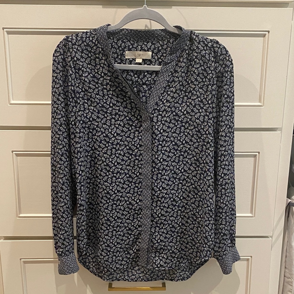 Loft blue floral blouse